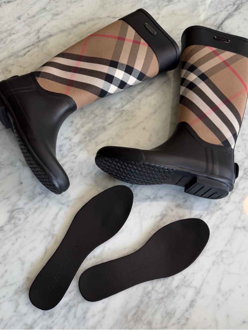 Burberry Plaid Rubber Rain Boots size EUR 38 US 7.5